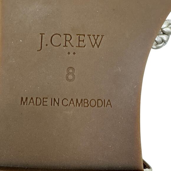 J. Crew Metallic Gold Braided Leather Ankle Wrap Boho Classic Sandals Women's 8 - Picture 7 of 10
